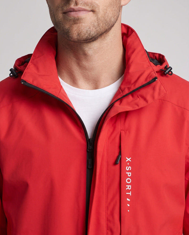 Men's lightweight wind and water-repellent hooded jacket in sports style with concealed zipper Hudson & Parker