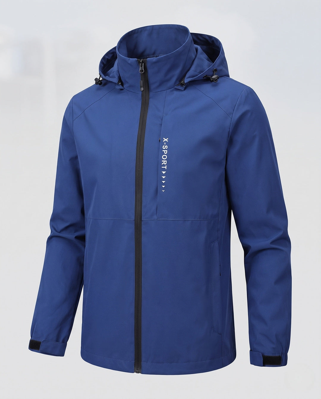 Men's lightweight wind and water-repellent hooded jacket in sports style with concealed zipper Hudson & Parker