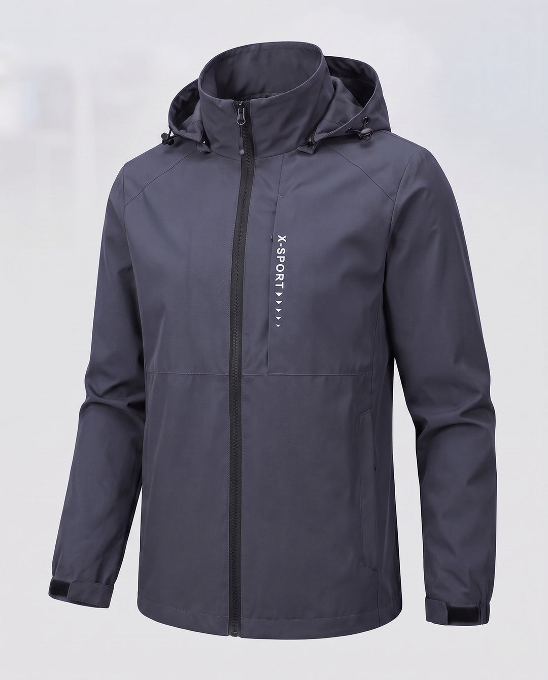 Men's lightweight wind and water-repellent hooded jacket in sports style with concealed zipper Hudson & Parker