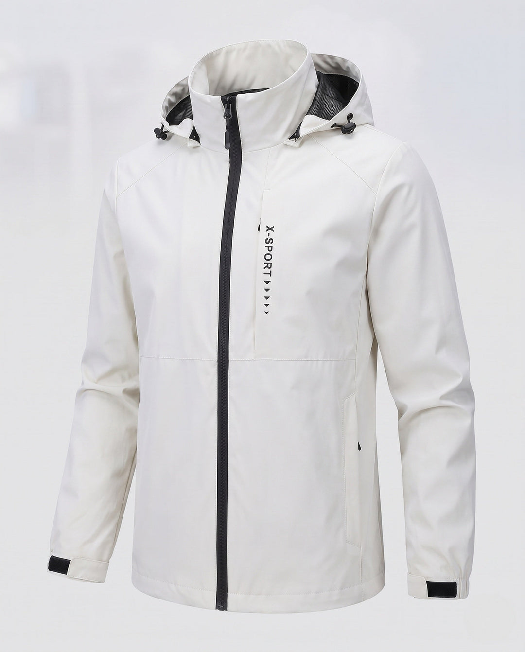 Men's lightweight wind and water-repellent hooded jacket in sports style with concealed zipper Hudson & Parker