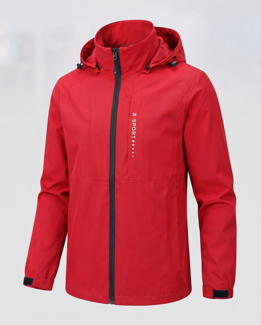 Men's lightweight wind and water-repellent hooded jacket in sports style with concealed zipper Hudson & Parker