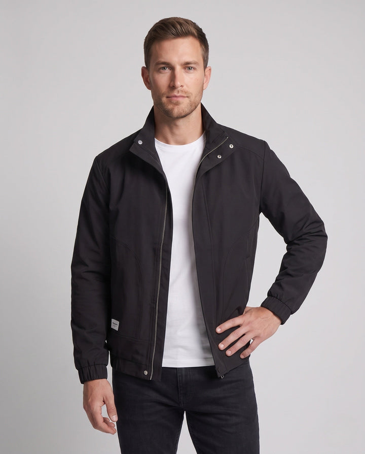 Men's Lightweight Windproof Casual Jacket with Stand Collar and Elastic Cuffs Hudson & Parker