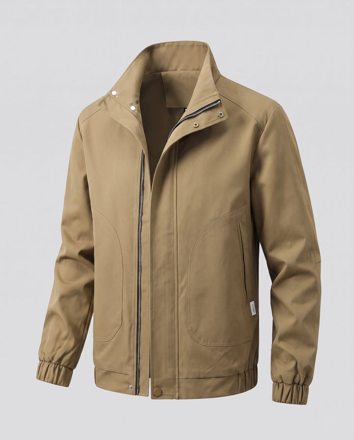 Men's Lightweight Windproof Casual Jacket with Stand Collar and Elastic Cuffs Hudson & Parker