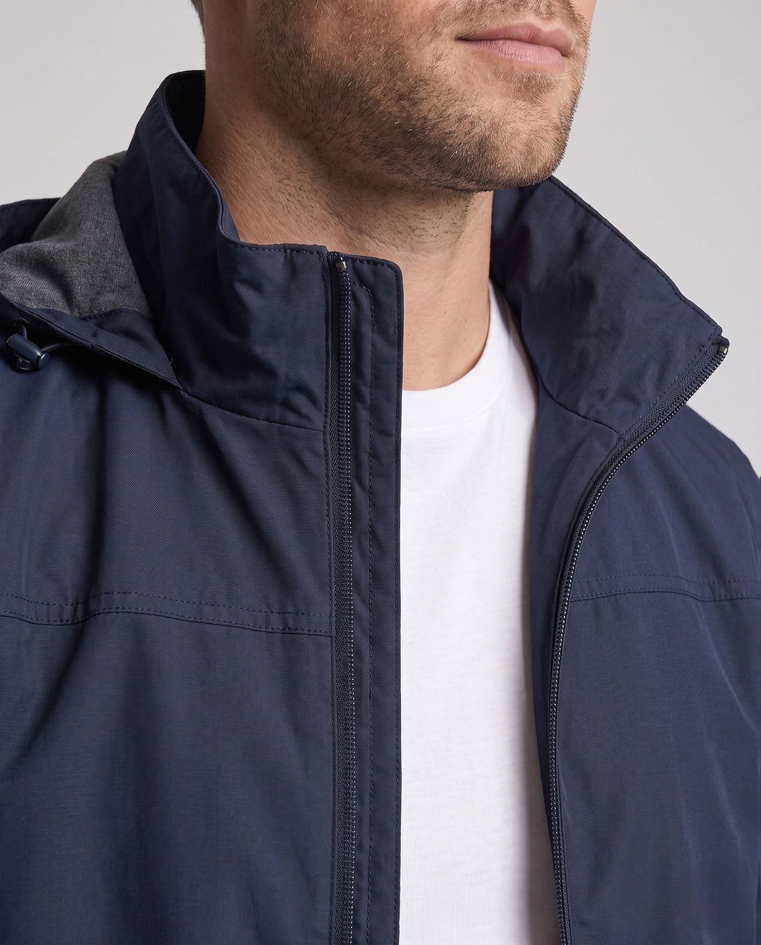 Men's lightweight windproof hooded jacket with adjustable storm hood and elastic sleeve cuffs Hudson & Parker