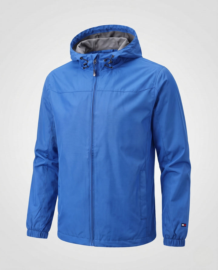 Men's lightweight windproof hooded jacket with adjustable storm hood and elastic sleeve cuffs Hudson & Parker