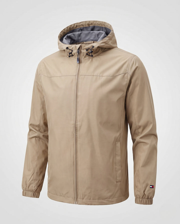 Men's lightweight windproof hooded jacket with adjustable storm hood and elastic sleeve cuffs Hudson & Parker
