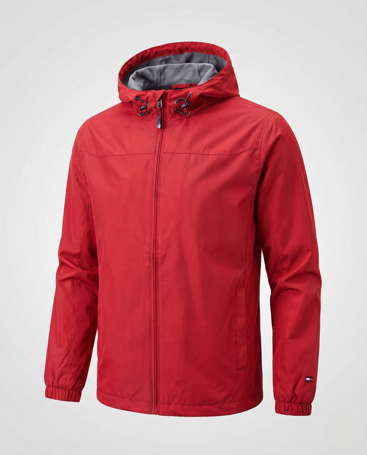 Men's lightweight windproof hooded jacket with adjustable storm hood and elastic sleeve cuffs Hudson & Parker