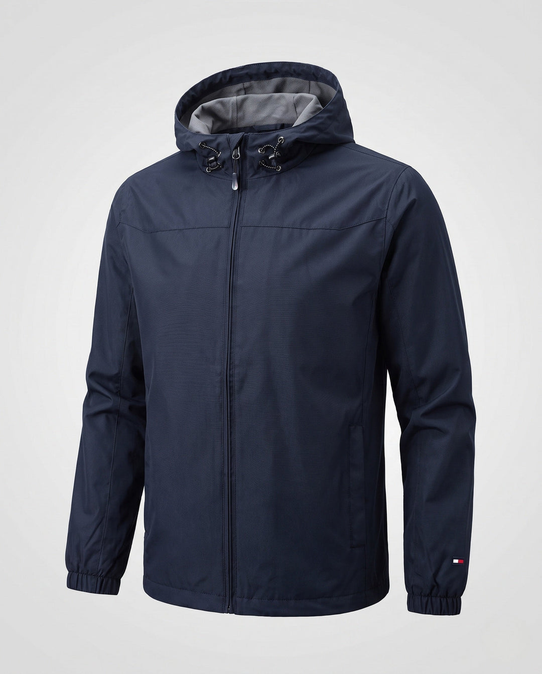 Men's lightweight windproof hooded jacket with adjustable storm hood and elastic sleeve cuffs Hudson & Parker