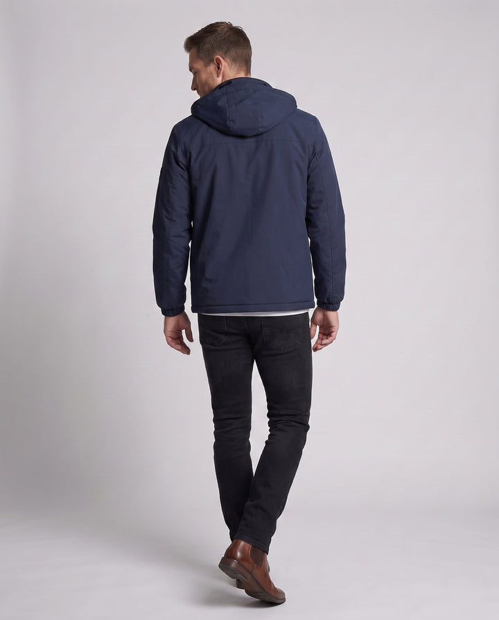 Men's lightweight windproof hooded jacket with warming thermo lining and chest zipper pocket Hudson & Parker