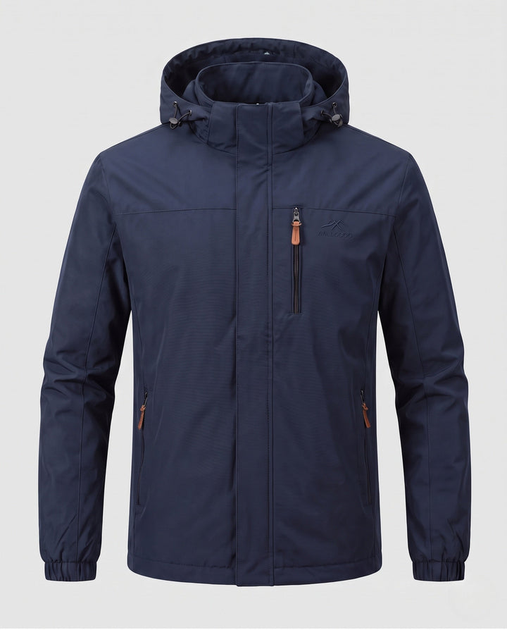 Men's lightweight windproof hooded jacket with warming thermo lining and chest zipper pocket Hudson & Parker