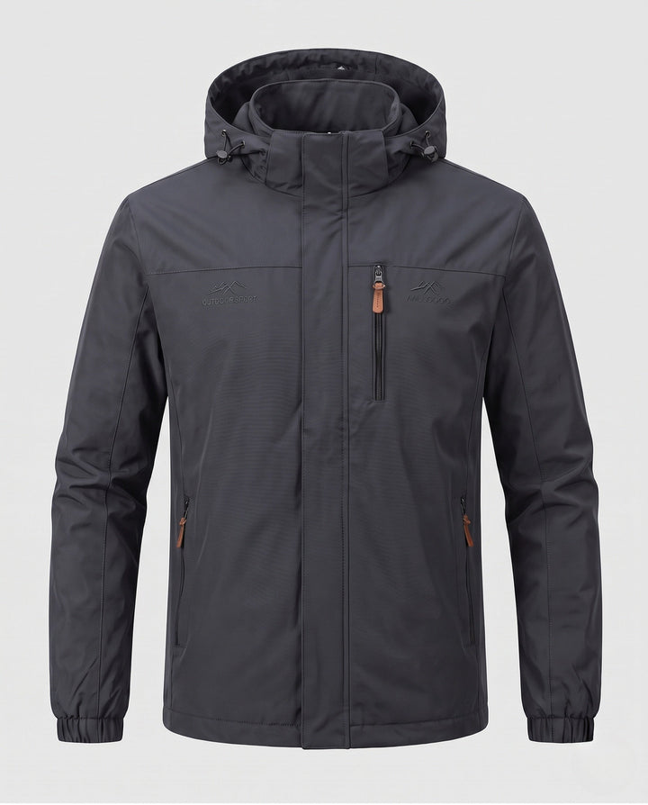 Men's lightweight windproof hooded jacket with warming thermo lining and chest zipper pocket Hudson & Parker