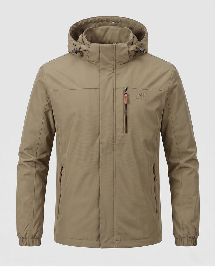 Men's lightweight windproof hooded jacket with warming thermo lining and chest zipper pocket Hudson & Parker