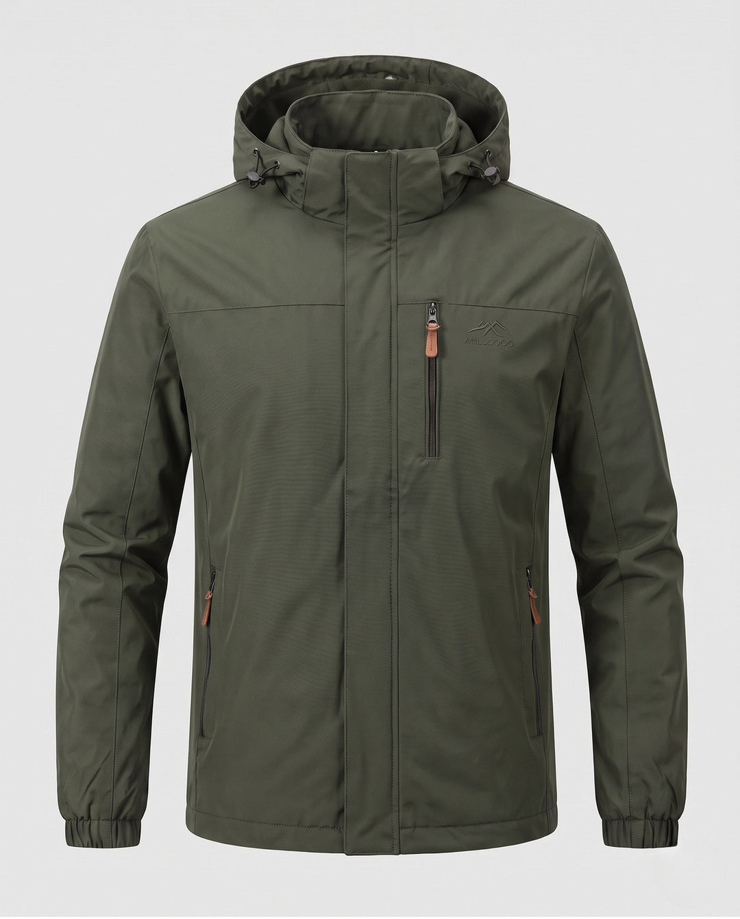 Men's lightweight windproof hooded jacket with warming thermo lining and chest zipper pocket Hudson & Parker