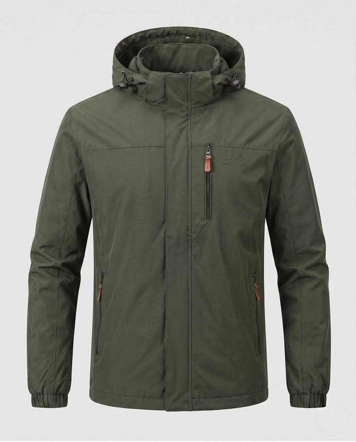Men's lightweight windproof hooded jacket with warming thermo lining and chest zipper pocket Hudson & Parker