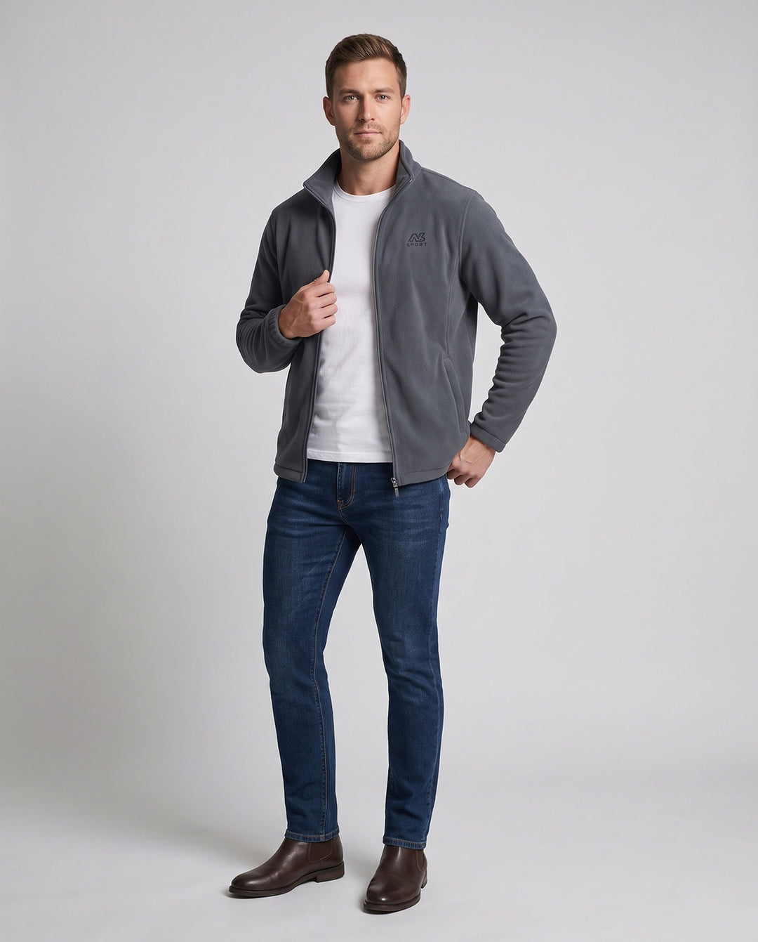 Men's fleece jacket with high collar and pockets Hudson & Parker