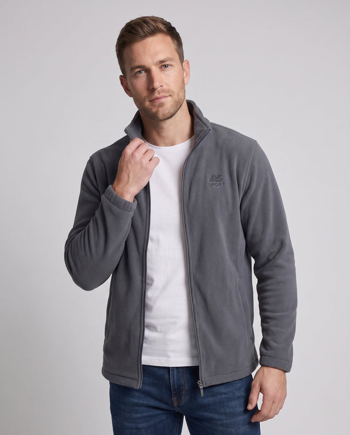 Men's fleece jacket with high collar and pockets Hudson & Parker