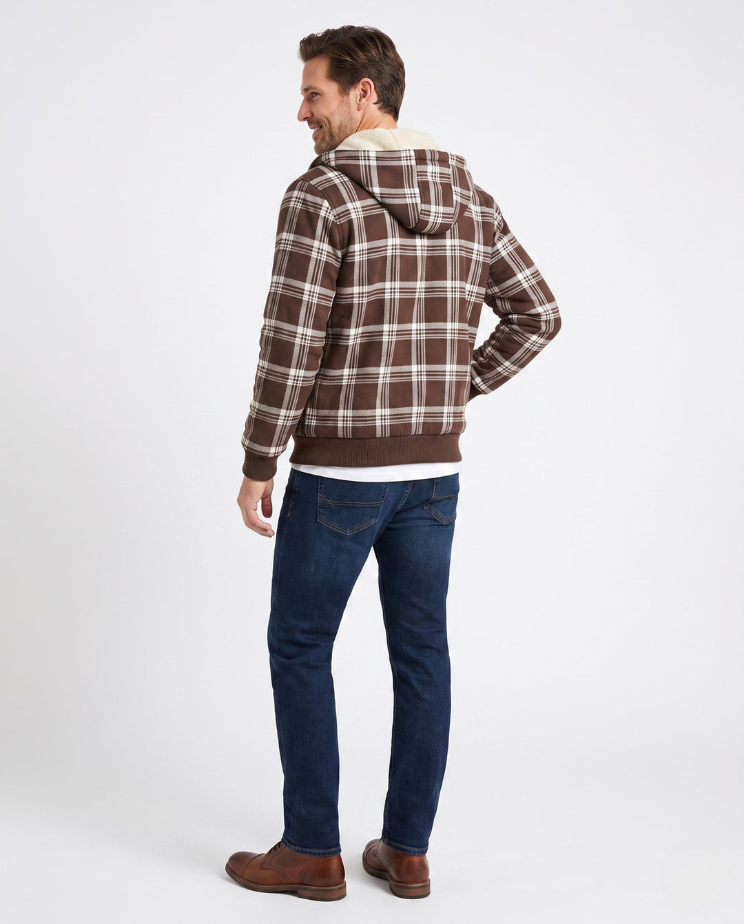 Men's Patterned Fleece Jacket with Hood Hudson & Parker