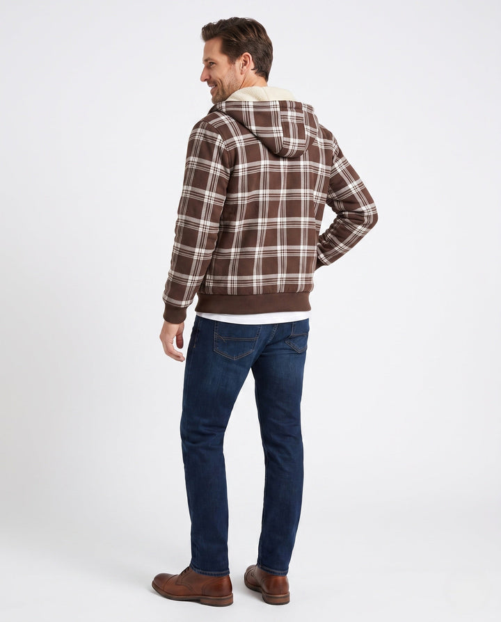 Men's Patterned Fleece Jacket with Hood Hudson & Parker