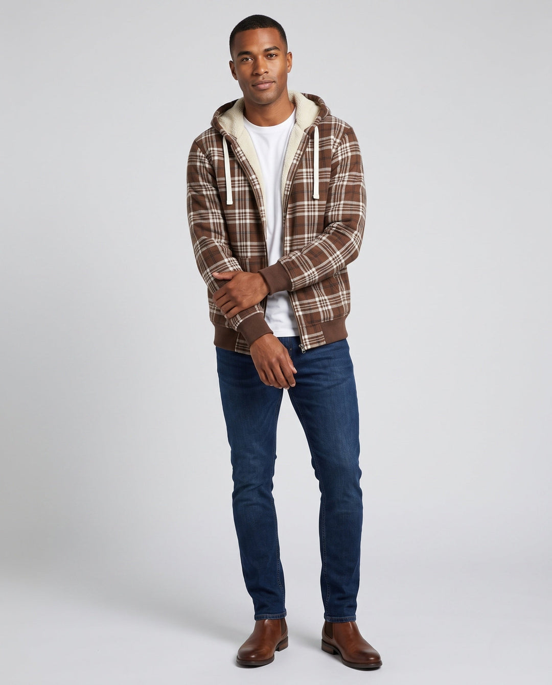 Men's Patterned Fleece Jacket with Hood Hudson & Parker