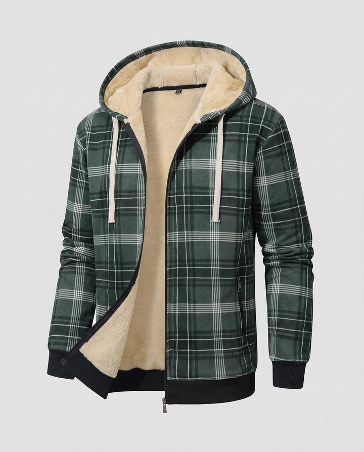 Men's Patterned Fleece Jacket with Hood Hudson & Parker