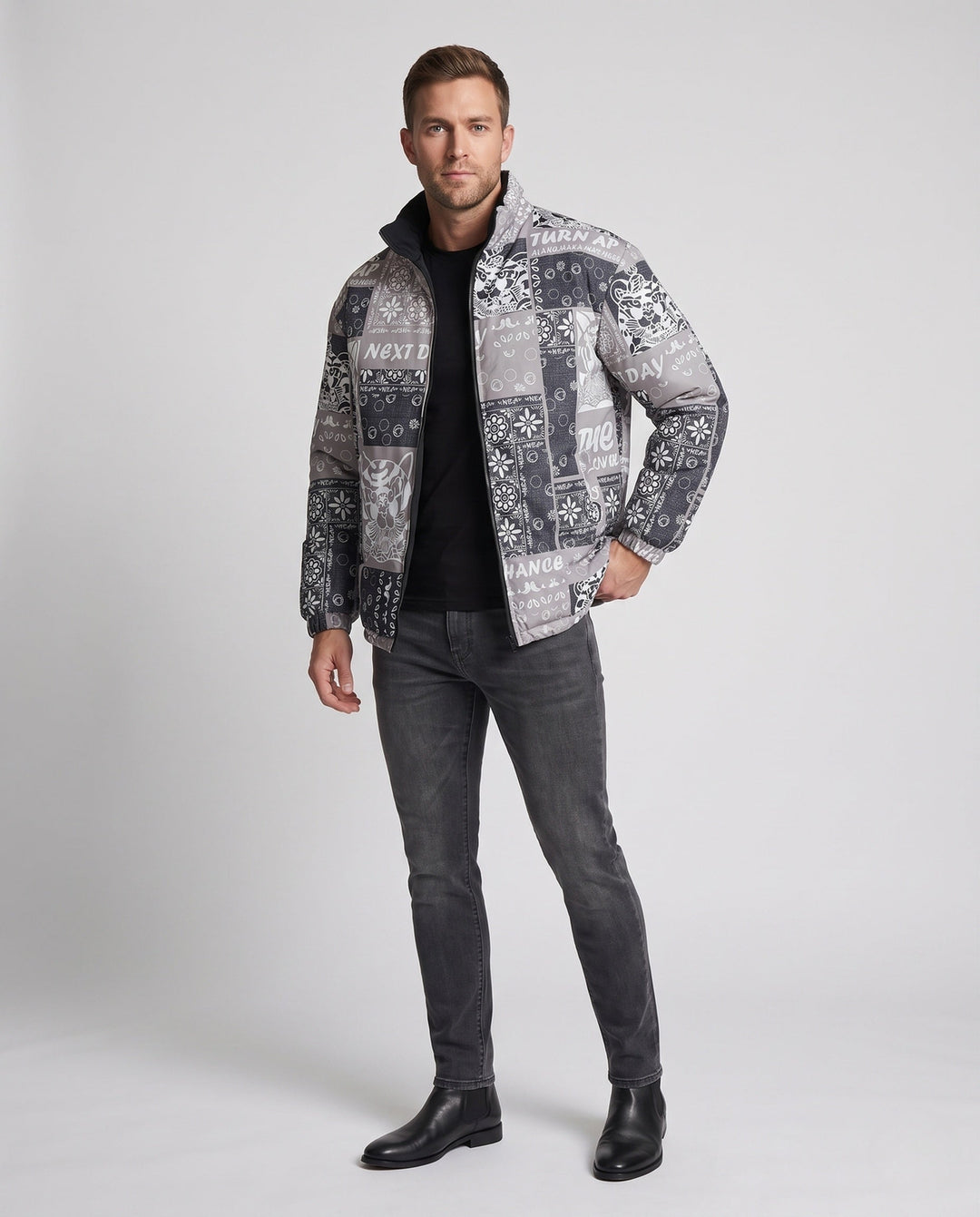Men's Patterned Puffer Jacket Hudson & Parker
