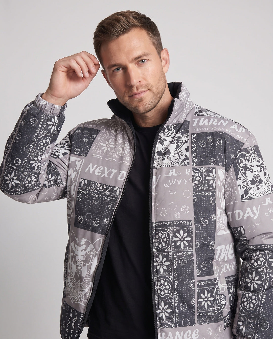 Men's Patterned Puffer Jacket Hudson & Parker
