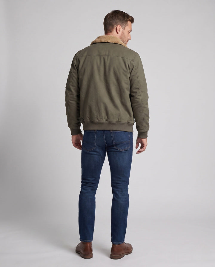 Men's cozy fleece jacket with faux fur collar Hudson & Parker