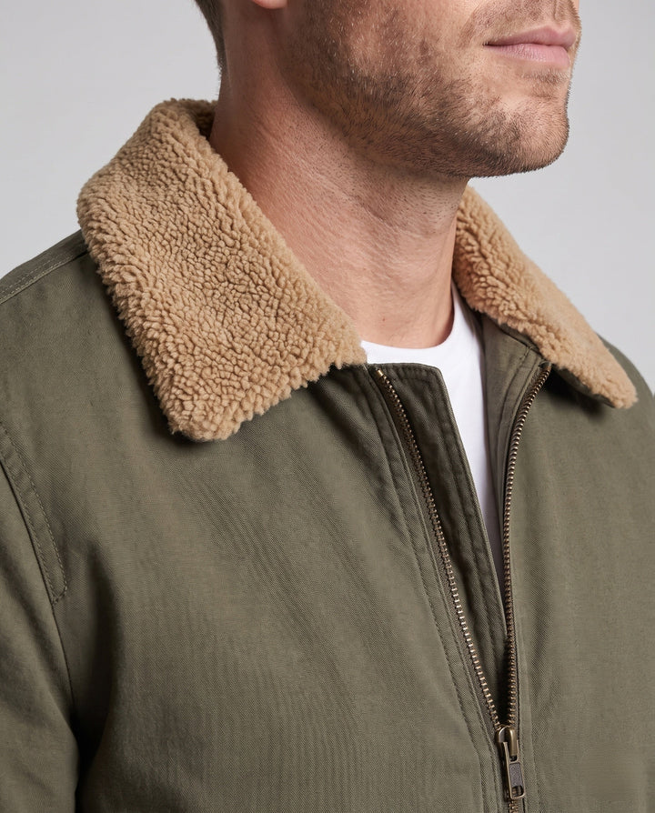 Men's cozy fleece jacket with faux fur collar Hudson & Parker