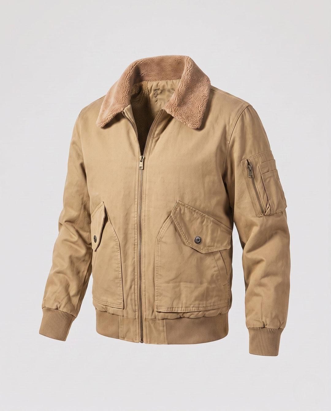 Men's cozy fleece jacket with faux fur collar Hudson & Parker