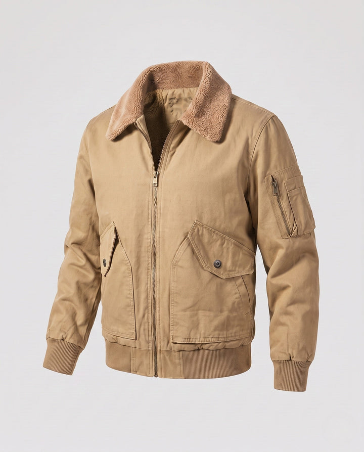 Men's cozy fleece jacket with faux fur collar Hudson & Parker