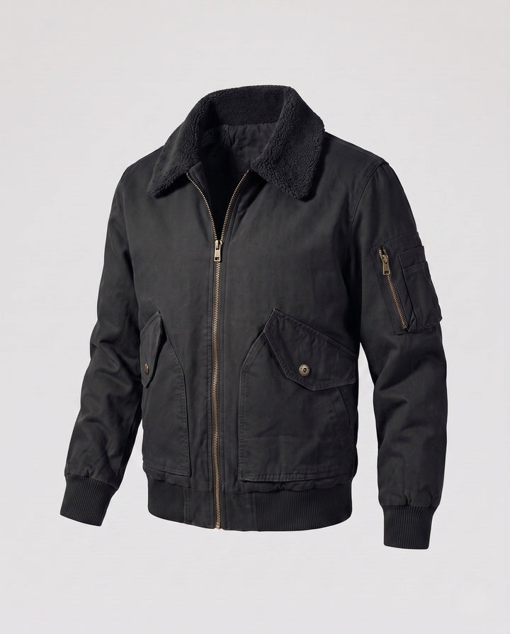 Men's cozy fleece jacket with faux fur collar Hudson & Parker