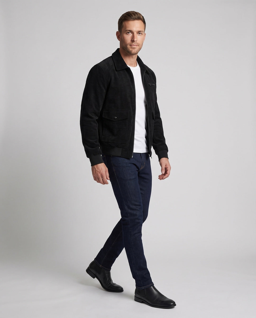 Men's Casual Cord Jacket with Practical Pockets Hudson & Parker
