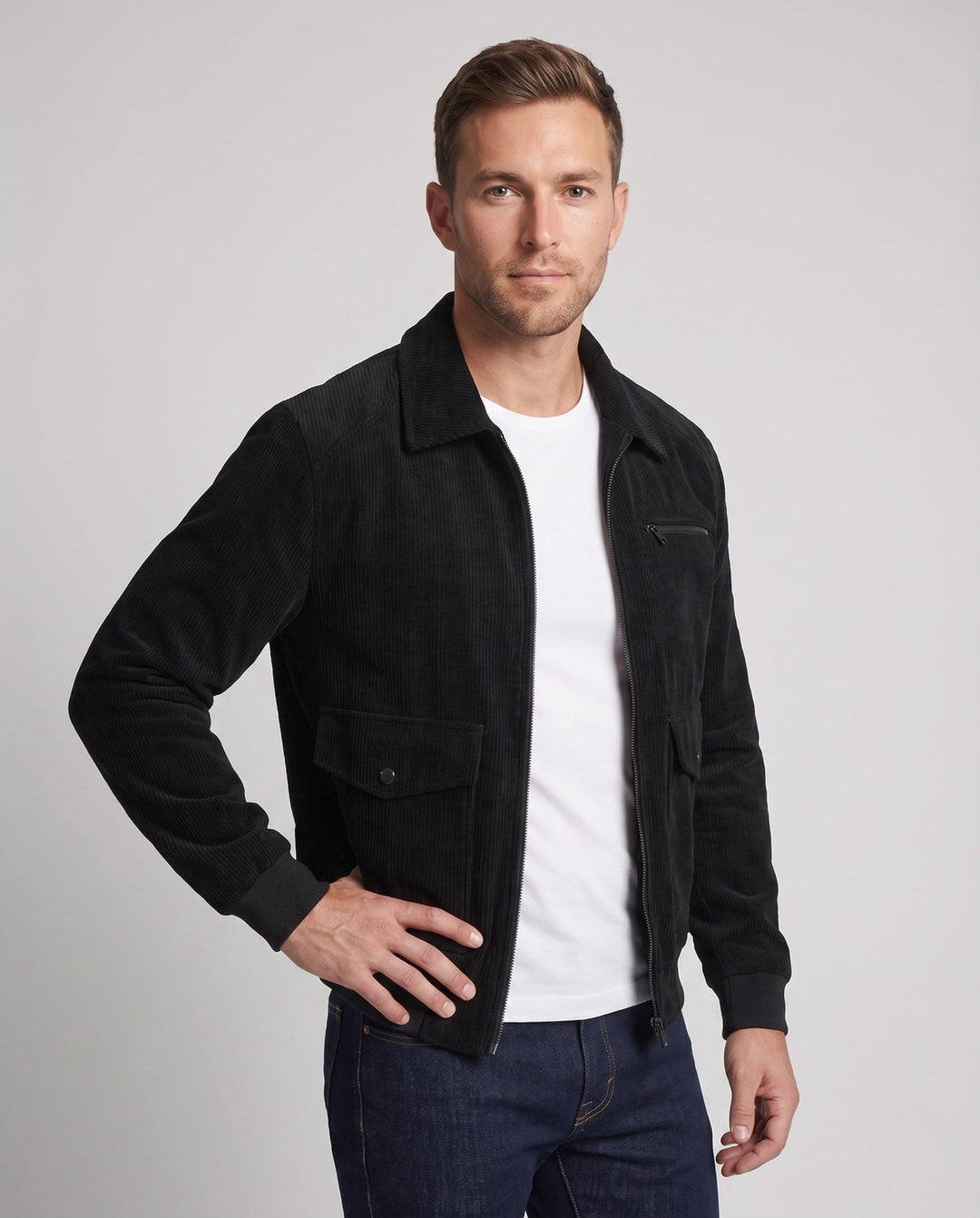 Men's Casual Cord Jacket with Practical Pockets Hudson & Parker