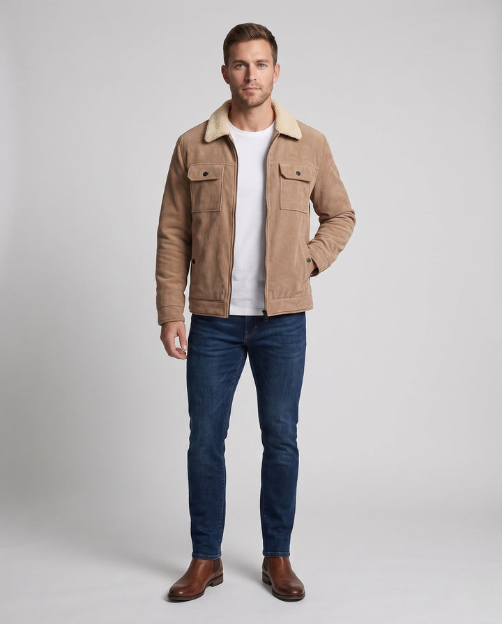 Men's Casual Warm Fleece Jacket with Teddy Collar Hudson & Parker