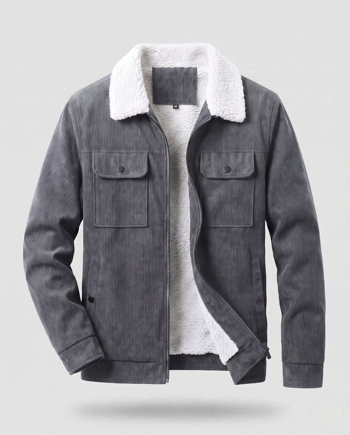Men's Casual Warm Fleece Jacket with Teddy Collar Hudson & Parker