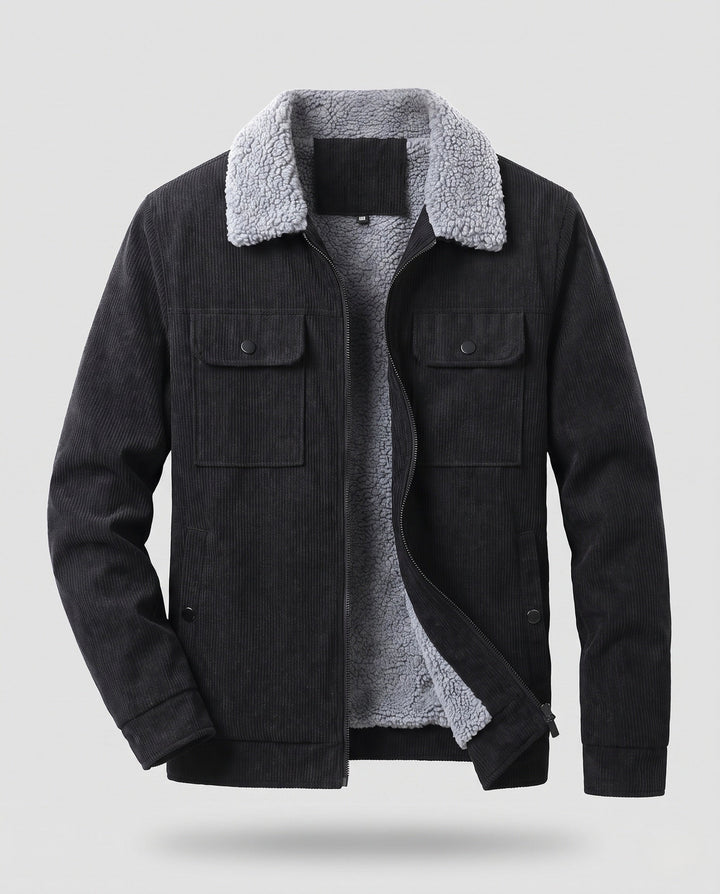 Men's Casual Warm Fleece Jacket with Teddy Collar Hudson & Parker