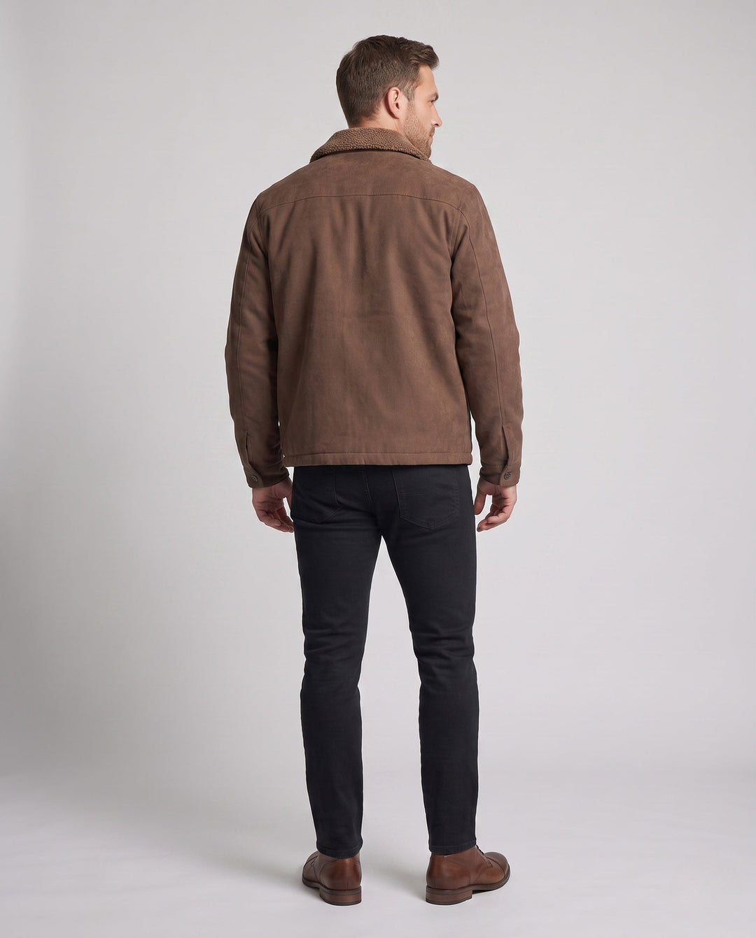Men's Casual Suede Jacket with Teddy Collar Hudson & Parker