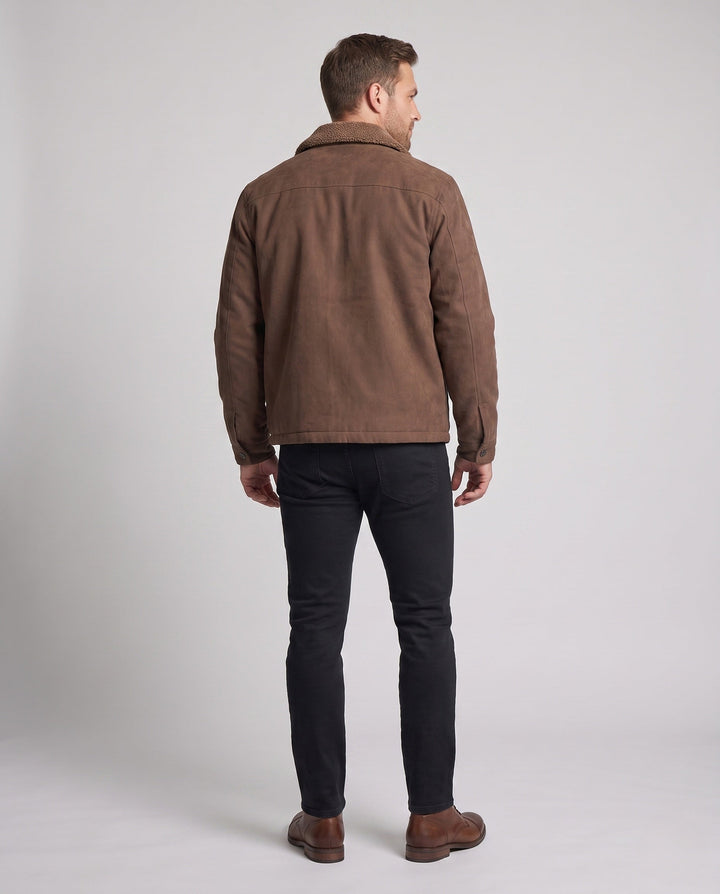 Men's Casual Suede Jacket with Teddy Collar Hudson & Parker