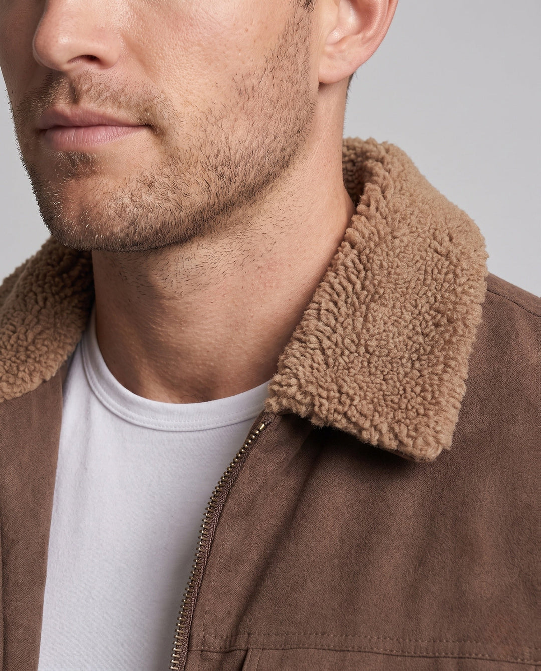 Men's Casual Suede Jacket with Teddy Collar Hudson & Parker