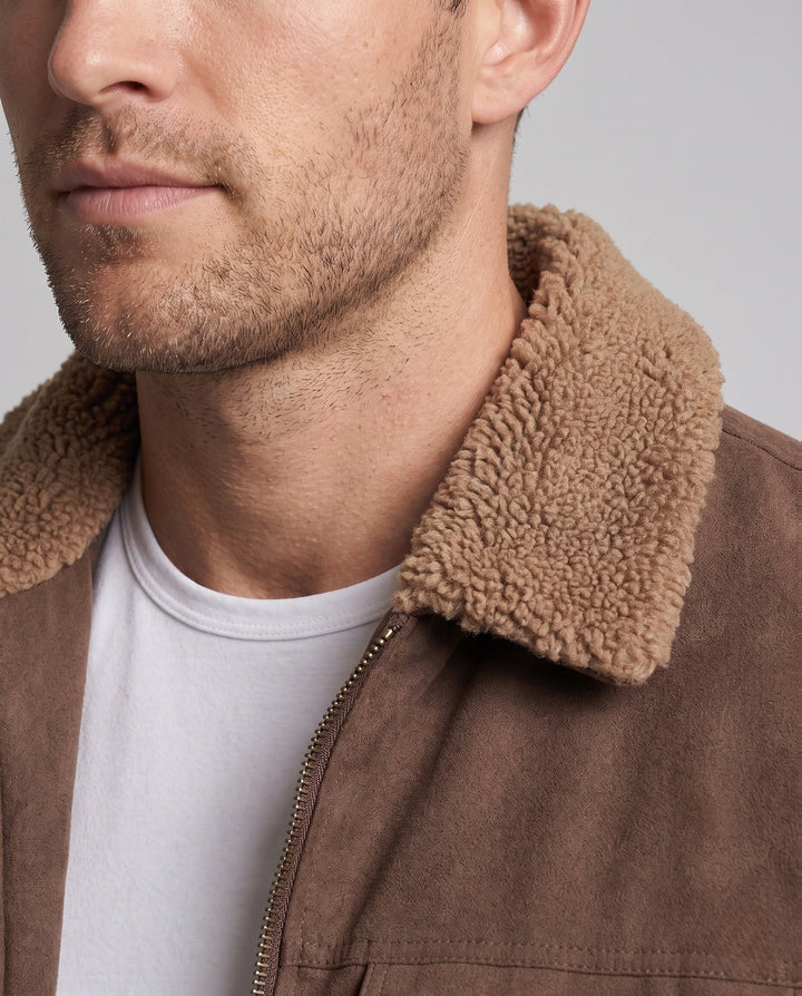 Men's Casual Suede Jacket with Teddy Collar Hudson & Parker
