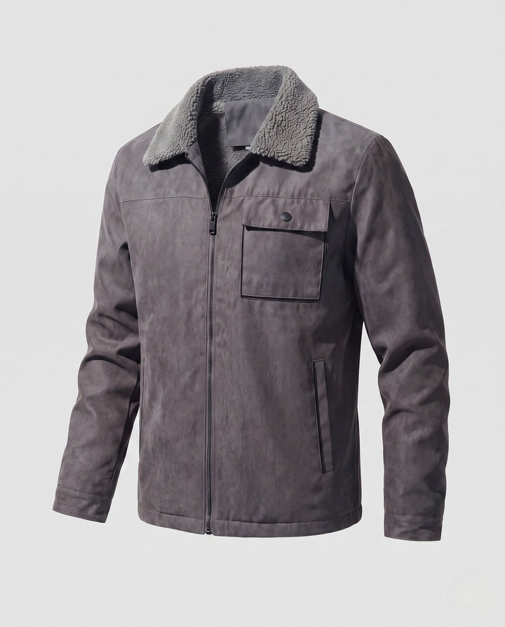 Men's Casual Suede Jacket with Teddy Collar Hudson & Parker