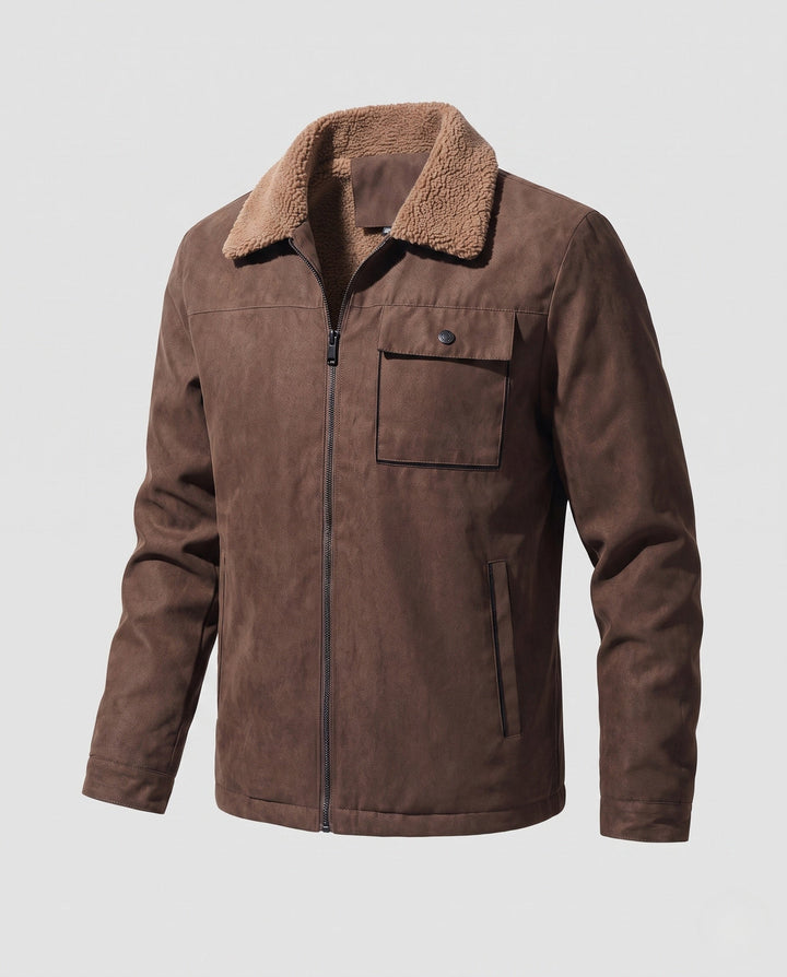 Men's Casual Suede Jacket with Teddy Collar Hudson & Parker