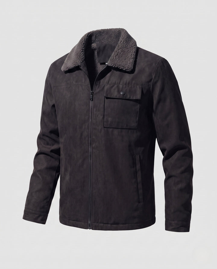 Men's Casual Suede Jacket with Teddy Collar Hudson & Parker