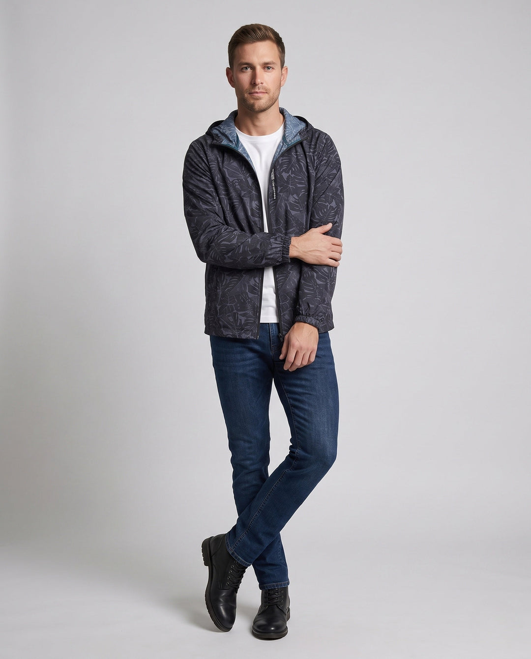 Men's Lightweight Outdoor Jacket with Fashionable Leaf Pattern Hudson & Parker