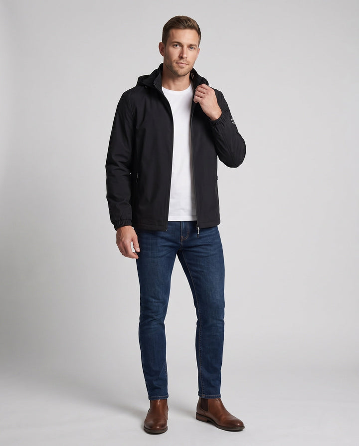 Men's Lightweight Outdoor Jacket with Adjustable Hood Design Hudson & Parker