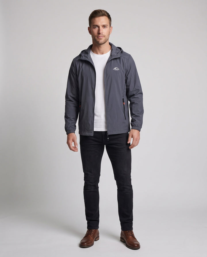 Men's Lightweight Rain Jacket with Adjustable Hood Hudson & Parker