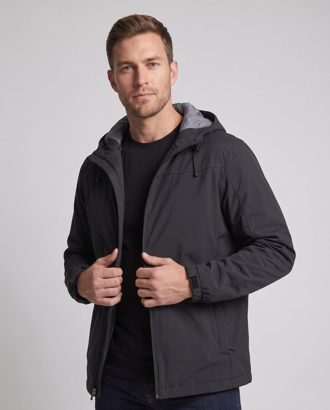 Men's Lightweight Transition Jacket with Hood Hudson & Parker