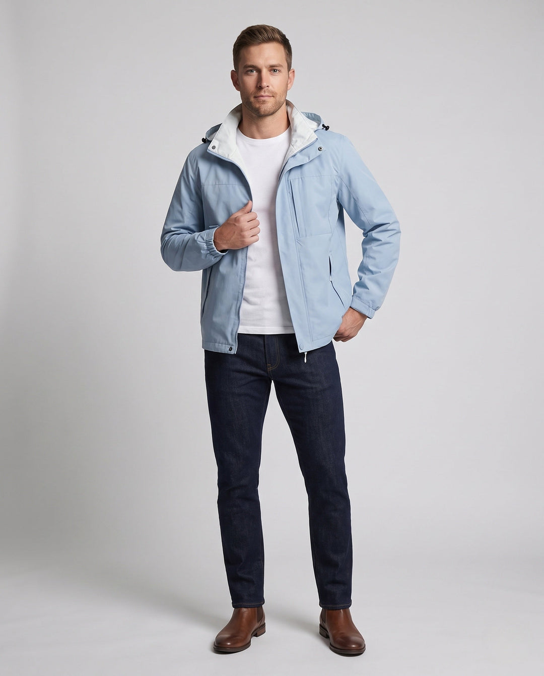 Men's Light Transition Jacket with Adjustable Hood Design Hudson & Parker
