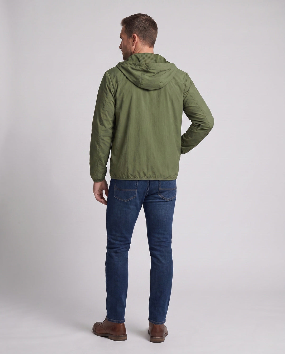 Men's Lightweight Windbreaker Jacket with Adjustable Hood Design Hudson & Parker