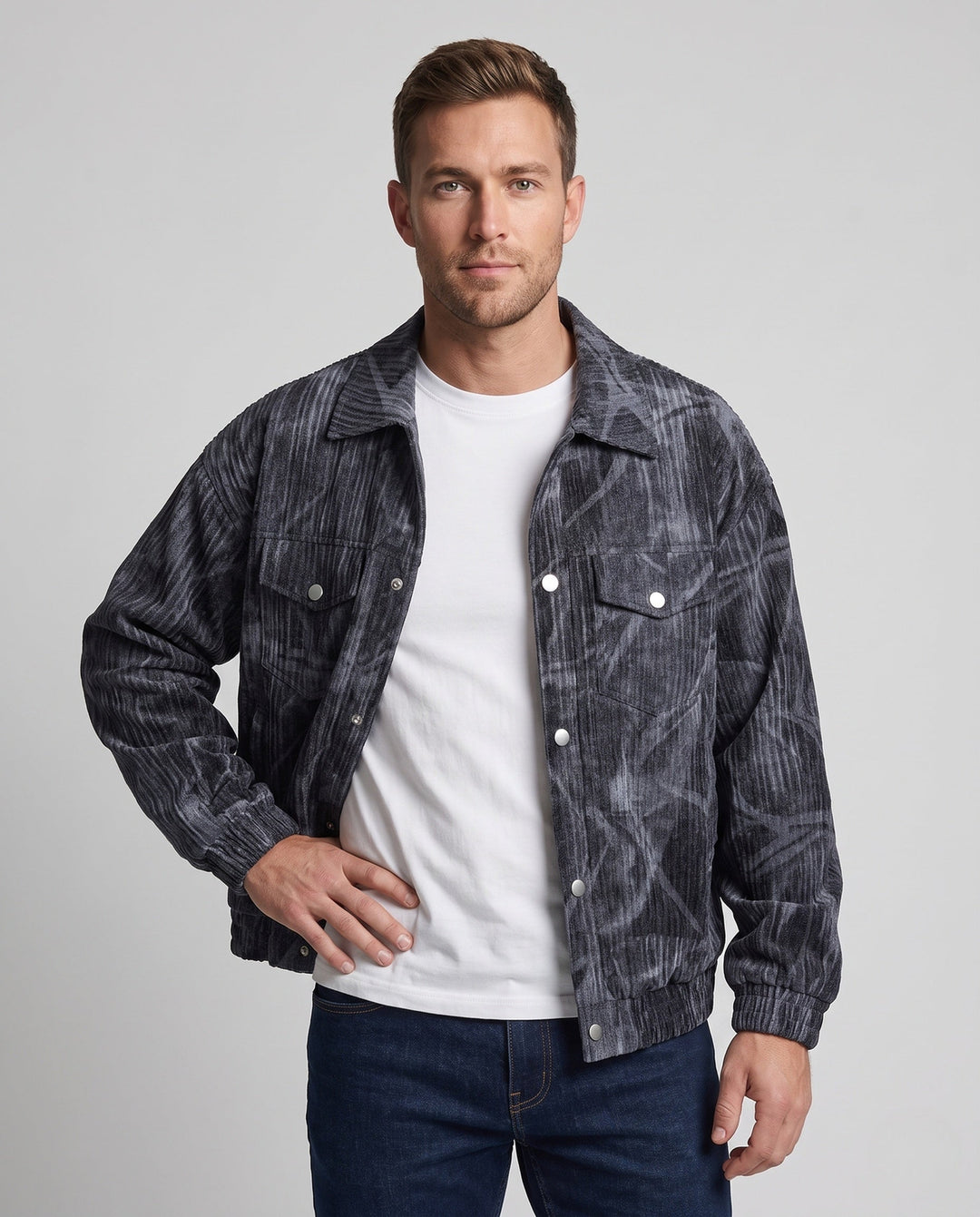 Men's Fashion Cord Jacket with Graphic Design Hudson & Parker